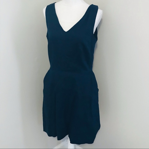 GAP Linen Dress navy lined, a-line, knee length, 8 tall 8T - Picture 2 of 7